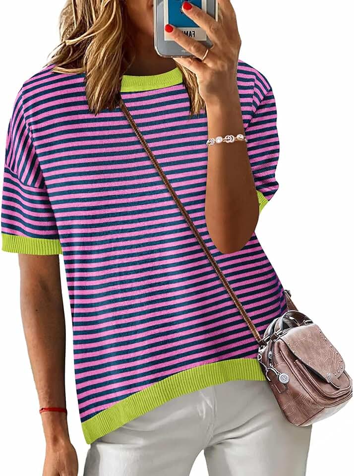 Women's Casual Short Sleeve Knit Tops
