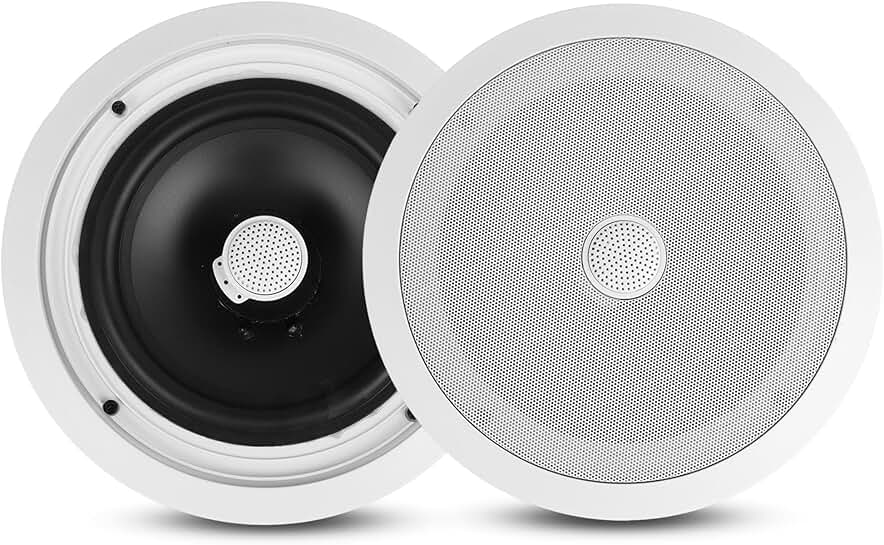 Pair of 8-inch ceiling wall mount speakers with titanium tweeters