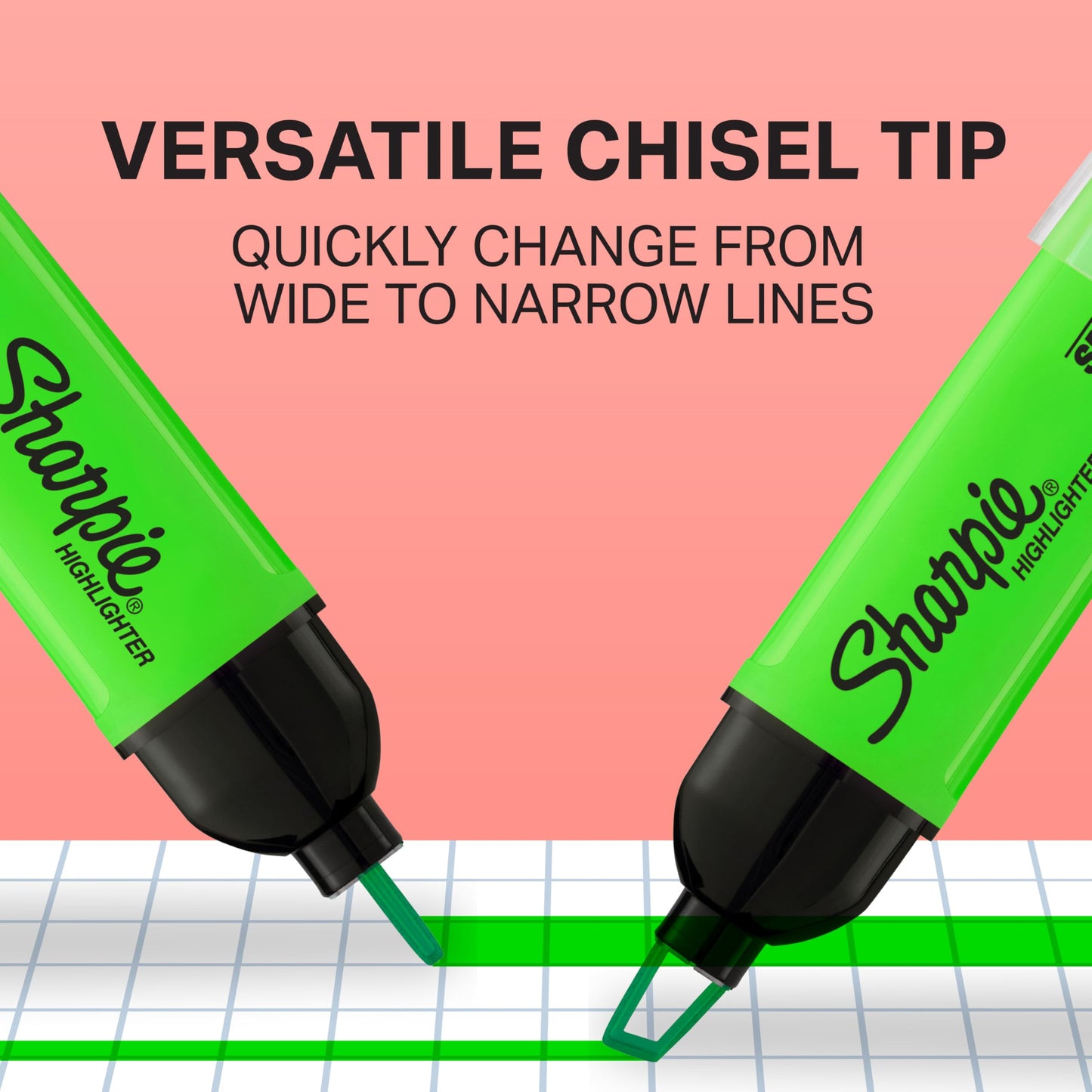 8 Assorted Clear View Highlighters with Chisel Tips