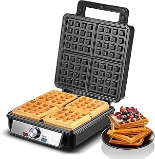 1200W 4-Slice Stainless Steel Waffle Maker with 5 Browning Levels