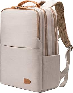 Elegant beige women's laptop backpack for travel and work