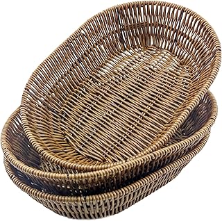 Set of 3 Handwoven Wicker Food Baskets