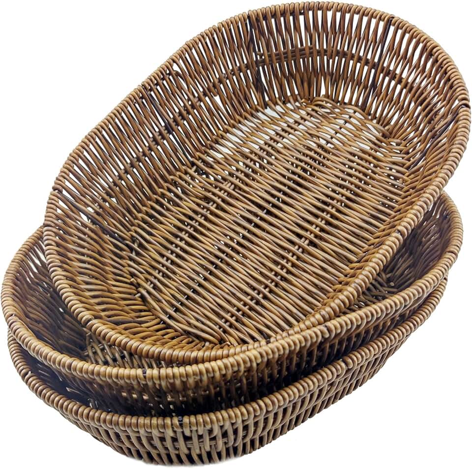 Set of 3 Handwoven Wicker Food Baskets
