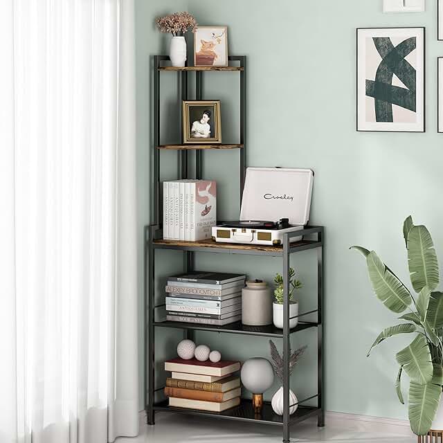 Five-tier corner shelf stand for living room and bedroom