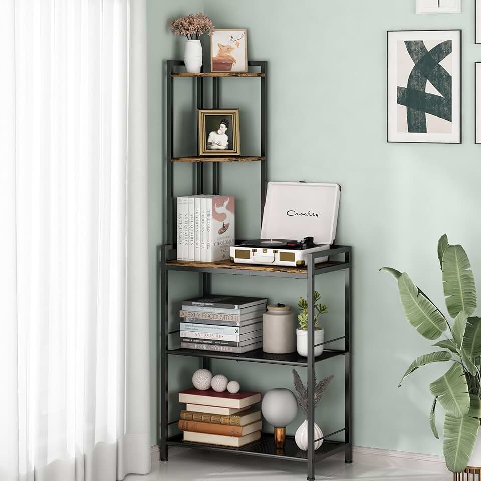 Five-tier corner shelf stand for living room and bedroom
