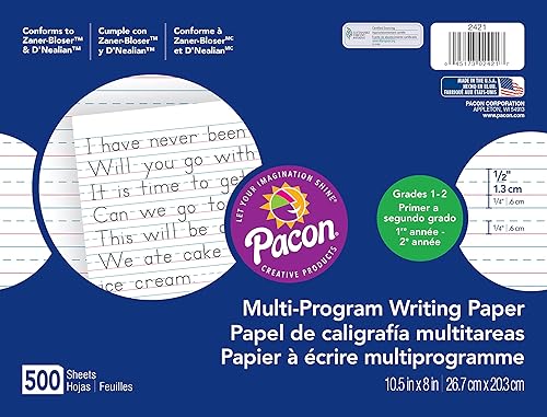 Multi-Program Handwriting Paper, 10.5 x 8, White, 500 Sheets