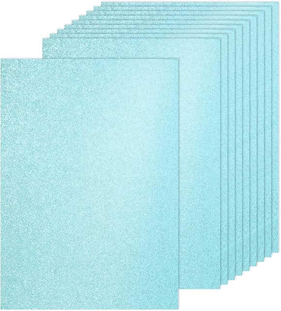 Lake Blue Glitter Cardstock, 60 Sheets, 8.3x11.7 in