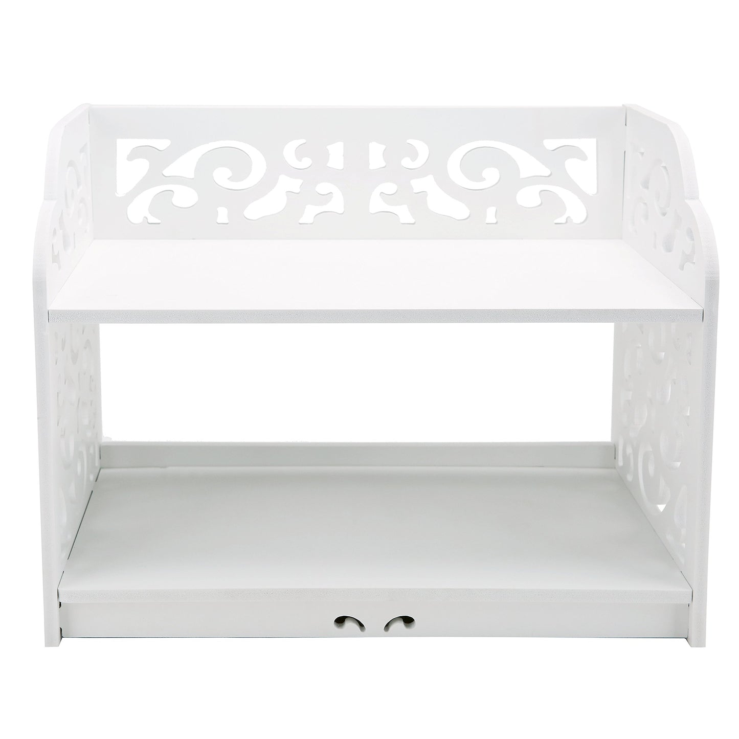 Two-Tier White Desktop Bookshelf Organizer