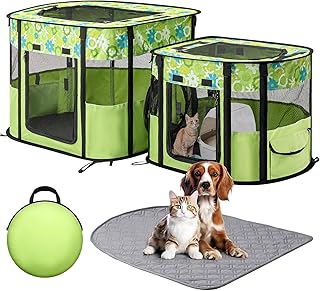 Foldable Cat Playpen with Separate Areas