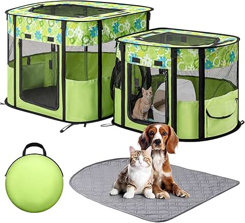 Foldable Cat Playpen with Separate Areas