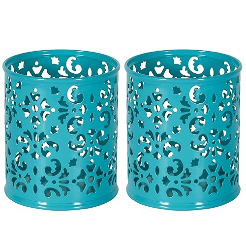 Dark Teal Metal Pen Holders for Desk, 2 Pack