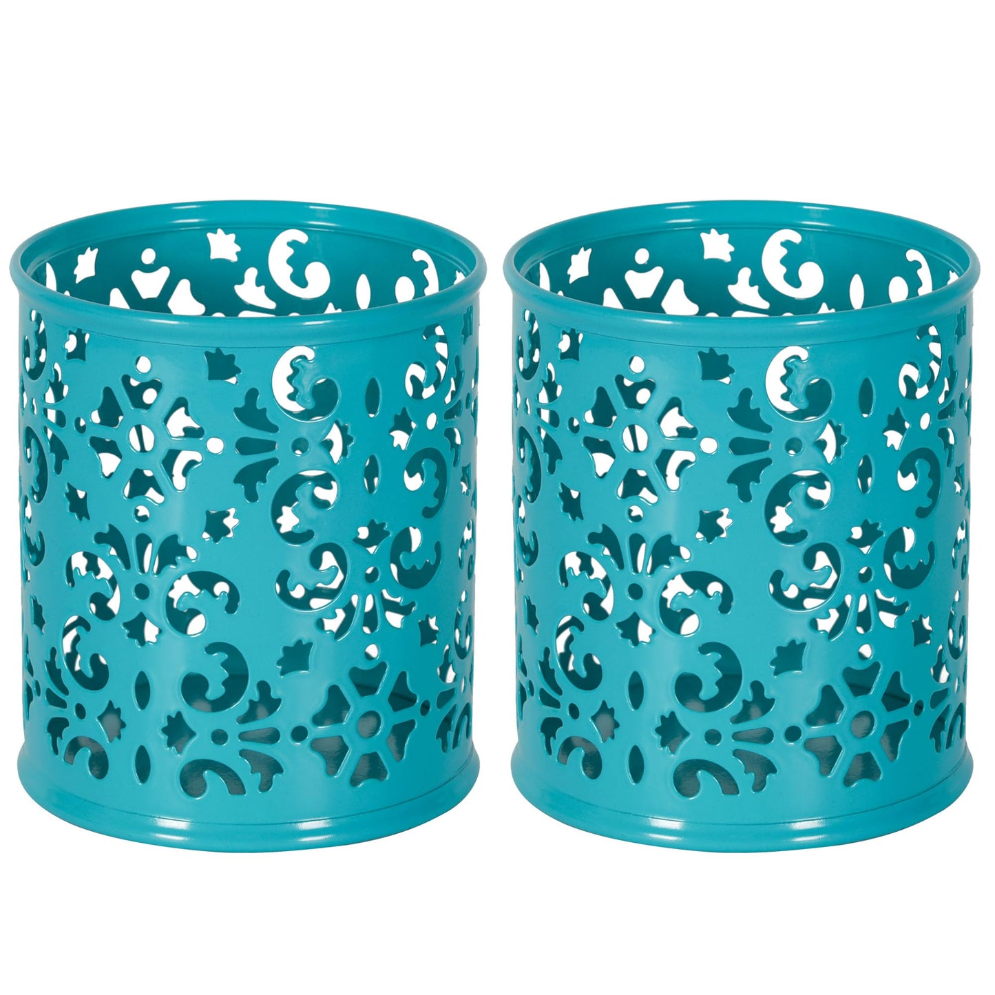 Dark Teal Metal Pen Holders for Desk, 2 Pack