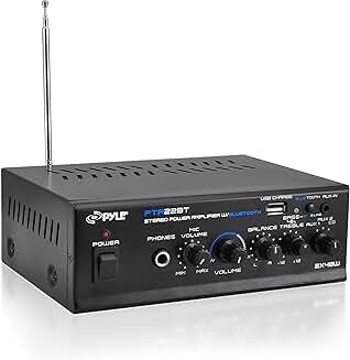 Mini Bluetooth 5.0 Home Audio Amplifier with USB, SD, FM, Mic, RCA, AUX, Headphone