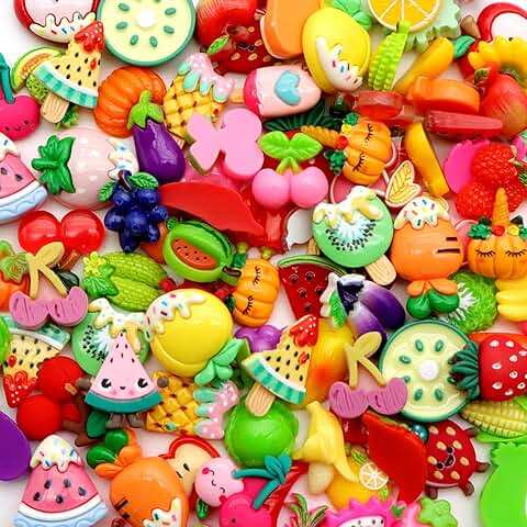 100pcs Fruit Resin Flatback Charms for DIY Crafts