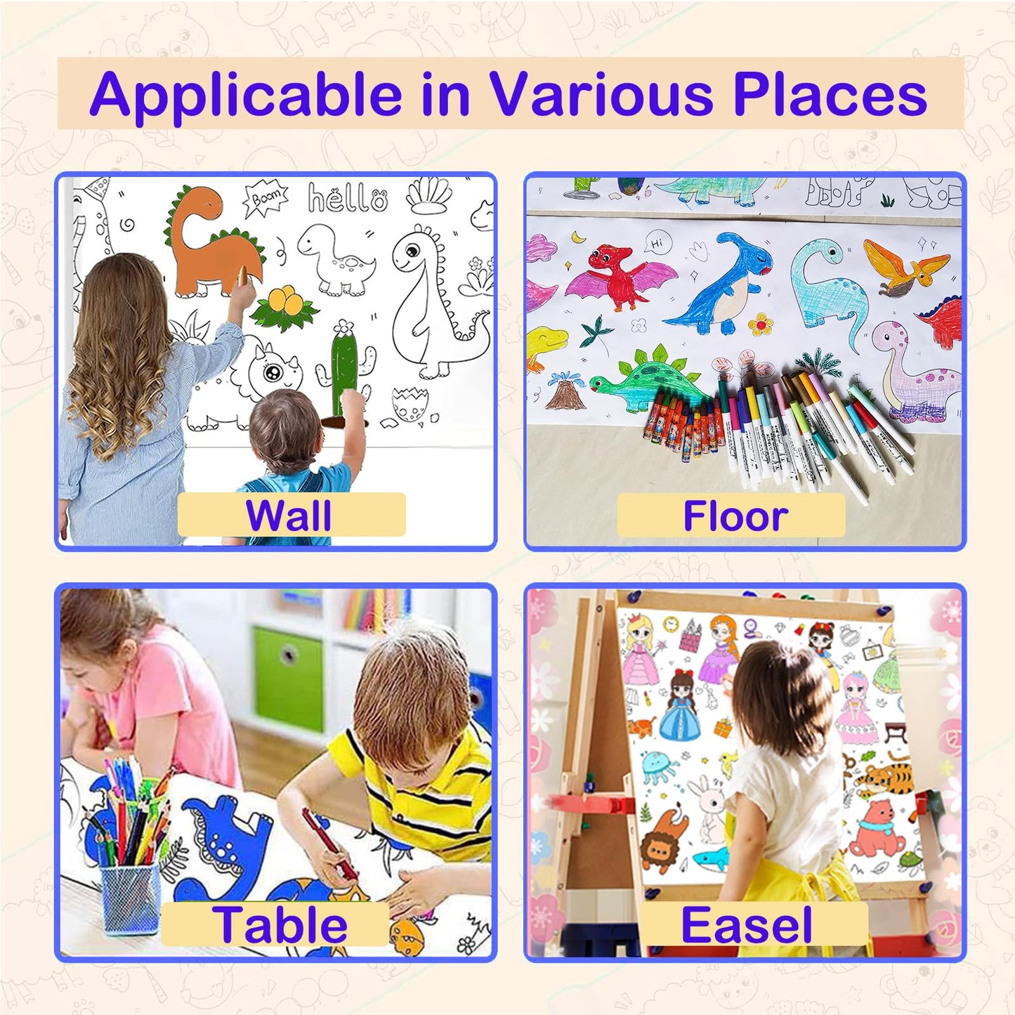 Coloring Paper Roll 118x11.8cm for Watercolor and Crayons