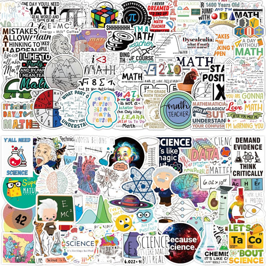 106 Math and Science Sticker Set for Laptops and Water Bottles