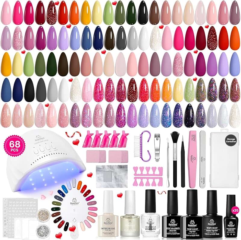 68-Piece Gel Nail Polish Kit with UV Light and Tools