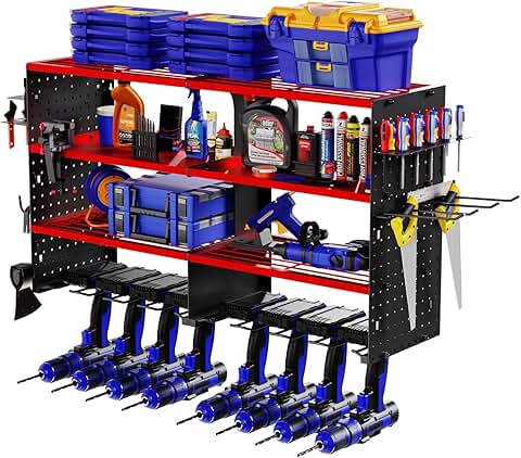 Heavy Duty 4-Layer Metal Tool Organizer Wall Mount