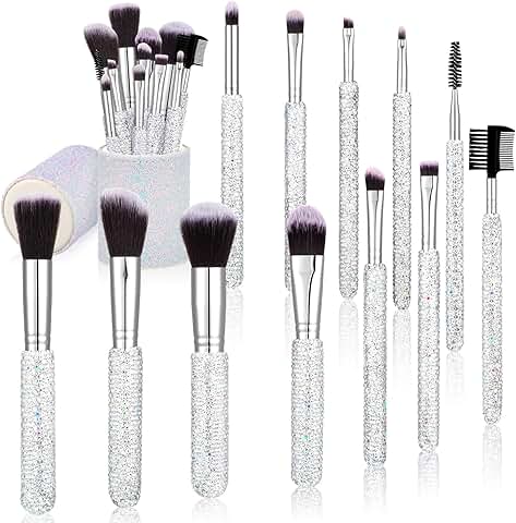 13-Piece Rhinestone Makeup Brush Set with Holder