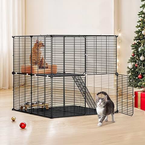 Indoor Cat Playpen with Large Hammock for Small Pets