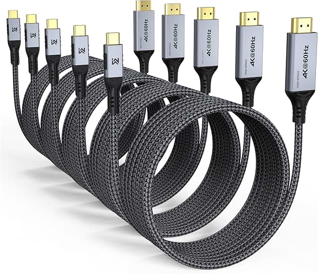 4K HDMI Cables, 6 ft, 5-Pack