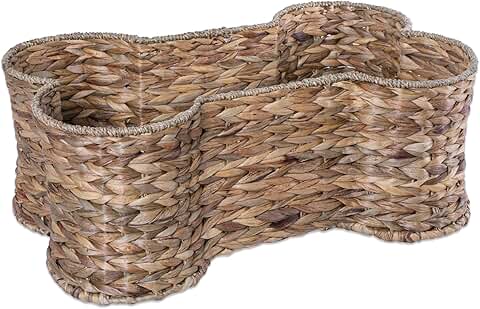 Small bone-shaped hyacinth pet toy basket