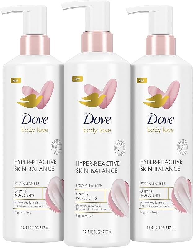 Gentle Fragrance-Free Body Wash for Sensitive Skin, 3 Pack