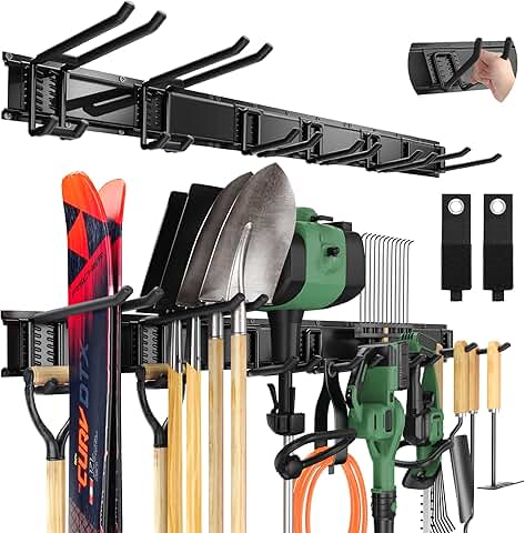 Garage Wall Mount Tool Organizer with Adjustable Hooks