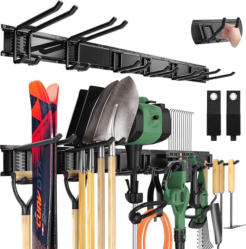 Garage Wall Mount Tool Organizer with Adjustable Hooks