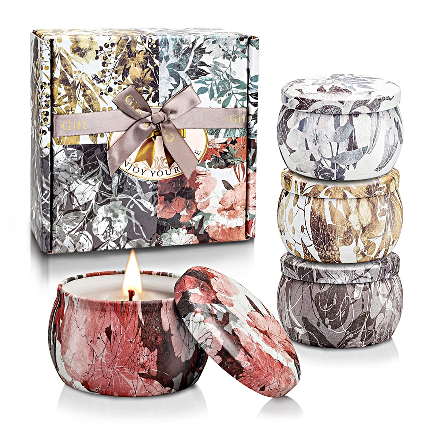Scented Candles Birthday Gifts for Women-Relaxing Spa Gift Box Basket for Her Mom Sister Best Friend Unique Happy Birthday Bath Scented Set Gift Ideas  Gifts Boxes for Womem