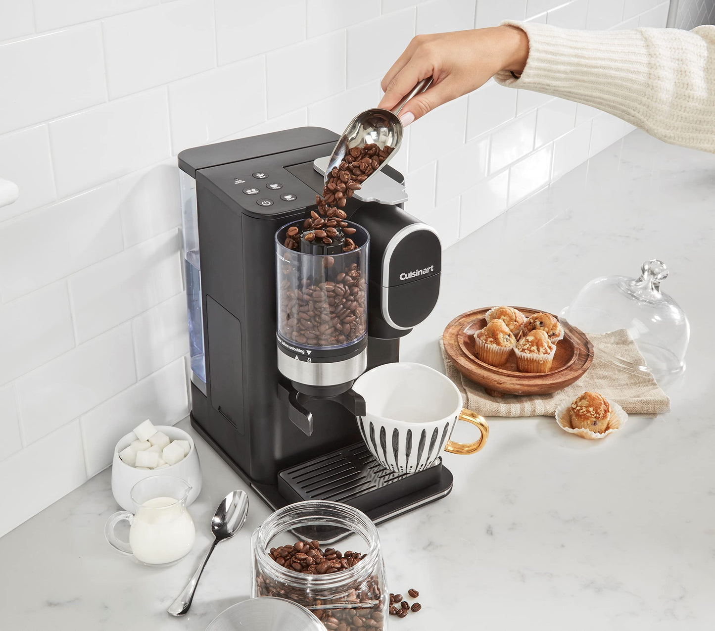 Single Serve Coffee Maker  Coffee Grinder, 48-Ounce Removable Reservoir, Black DGB-2