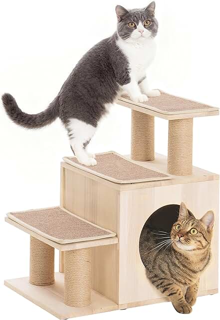 3-in-1 Pet Stairs with Condo and Scratching Post