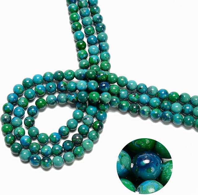 74-Piece 10mm Azurite Beads for Jewelry Making