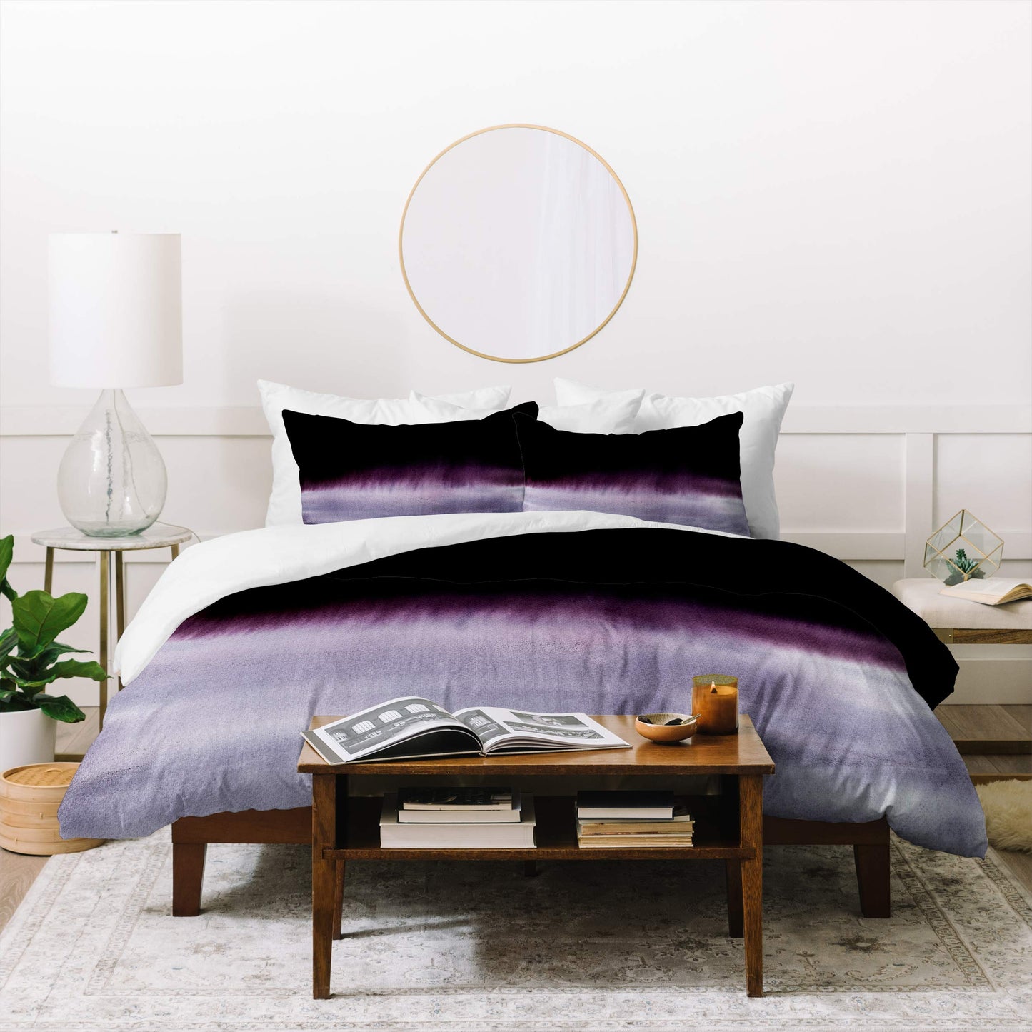 Amy Sia Squall Monochrome Duvet Set with Pillow Sham, Twin, Black