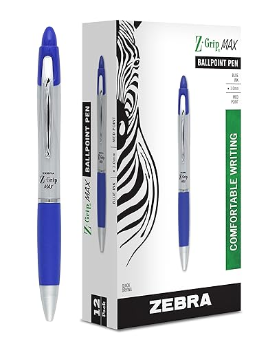 12 Blue Ink Retractable Ballpoint Pens