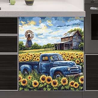 Farm Blue Truck Magnetic Dishwasher and Fridge Cover