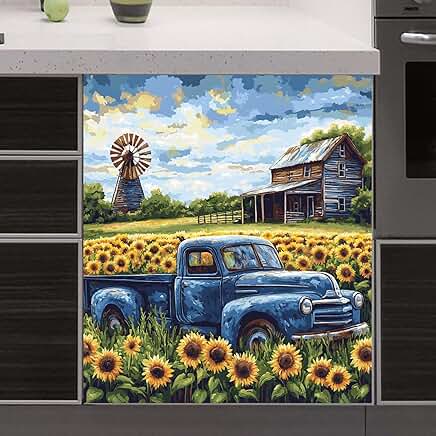 Farm Blue Truck Magnetic Dishwasher and Fridge Cover