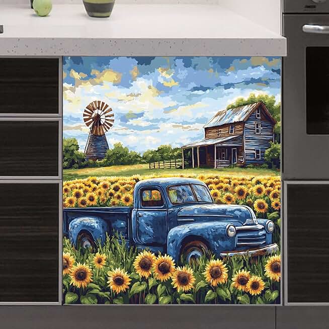 Farm Blue Truck Magnetic Dishwasher and Fridge Cover