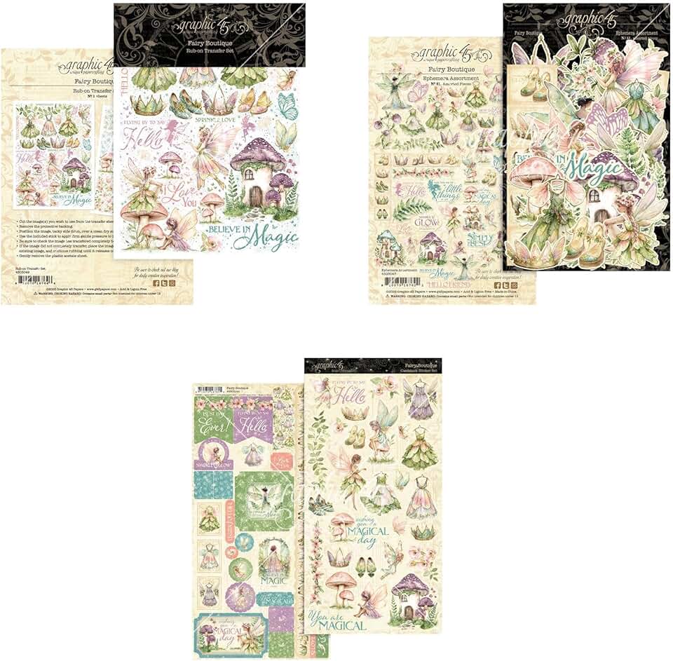 Fairy Boutique Sticker, Ephemera, and Rub-On Set