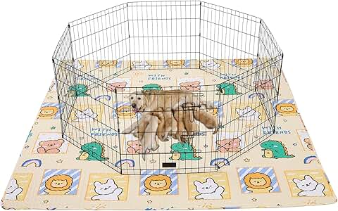 Large Reusable Dog Playpen Mat with Anti-Slip Bottom