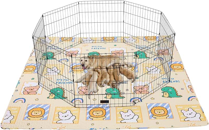 Large Reusable Dog Playpen Mat with Anti-Slip Bottom