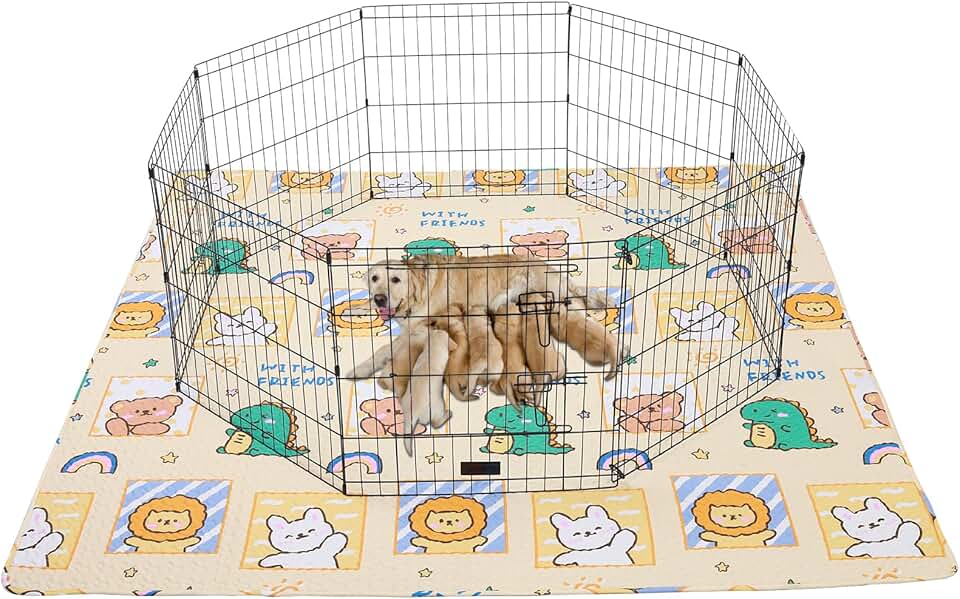 Large Reusable Dog Playpen Mat with Anti-Slip Bottom