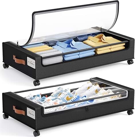 Set of two under bed storage containers with wheels