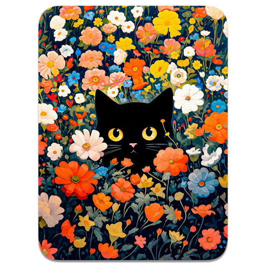 Small 6x8 Inch Waterproof Rubber Mouse Pad with Black Cat Design