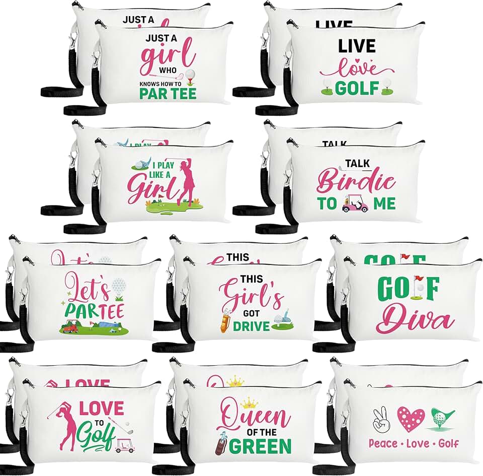 20-Piece Golf Makeup Bag for Girls and Teens