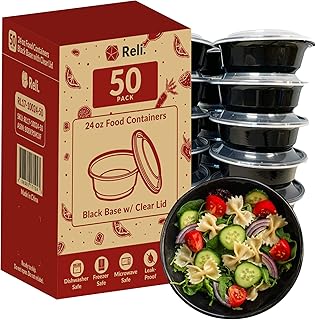 50 Pack 24 oz Round Meal Prep Containers with Lids