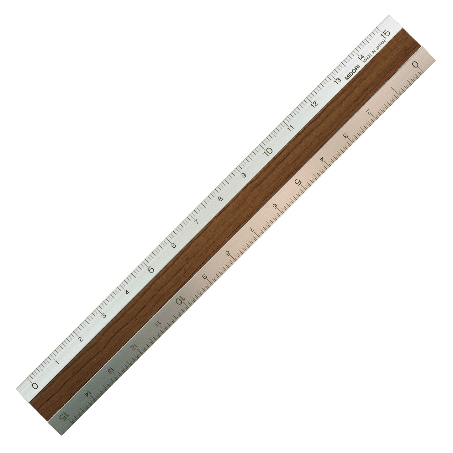 Dark Brown Aluminium and Wood Ruler, 15cm