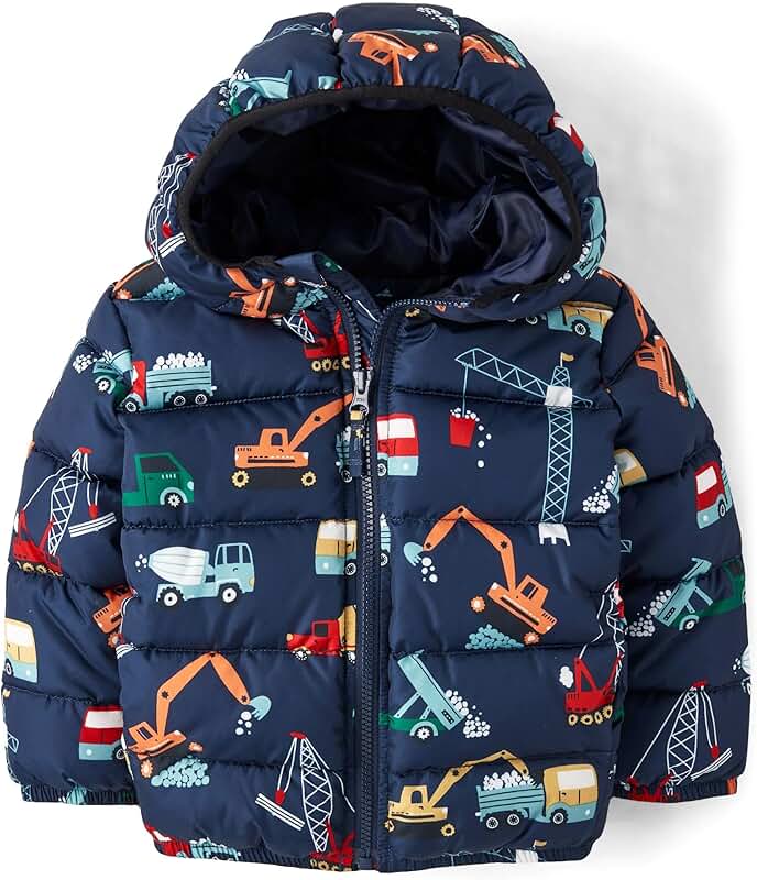 Medium Weight Water-Resistant Puffer Jacket for Baby and Toddler Boys