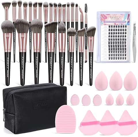 40-Piece Makeup Brush Set with Synthetic Brushes