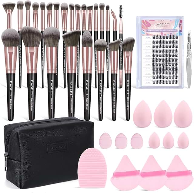 40-Piece Makeup Brush Set with Synthetic Brushes